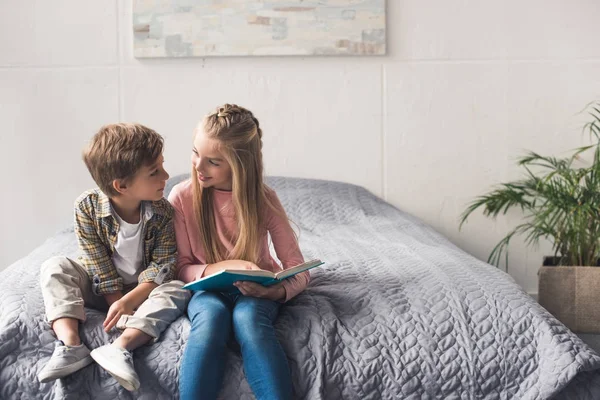 Adorable kids with book — Stock Photo, Image