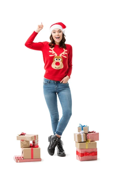 Mujer con idea en Navidad —  Fotos de Stock