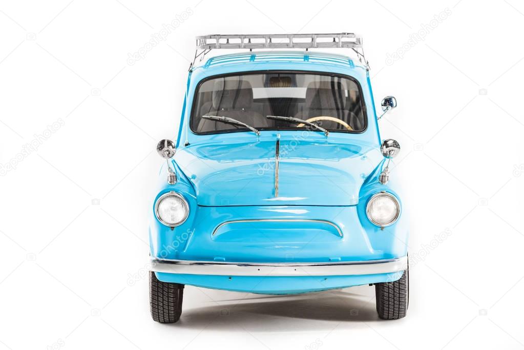 blue retro car