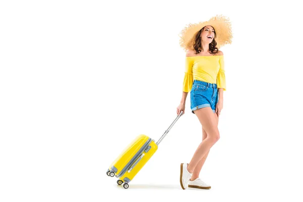 Woman pulling luggage — Stock Photo, Image