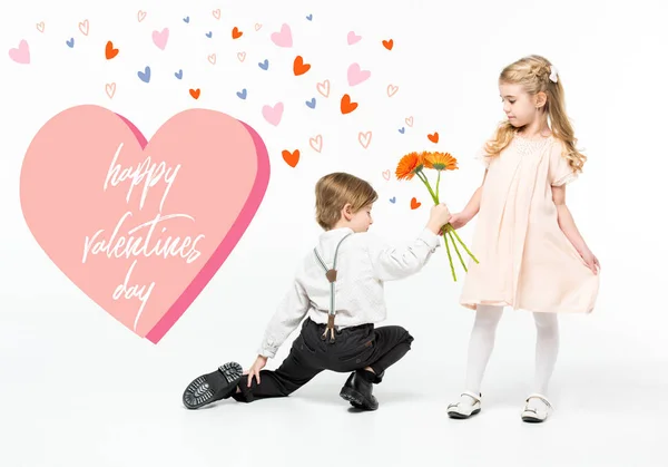 Boy giving flowers to girl — Stock Photo, Image