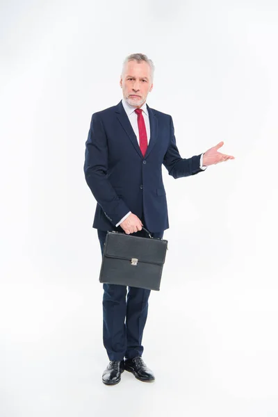 Empresario sosteniendo maletín - foto de stock