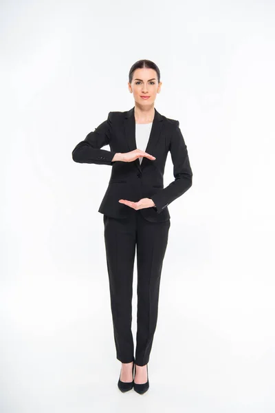 Attractive businesswoman gesturing — Stock Photo