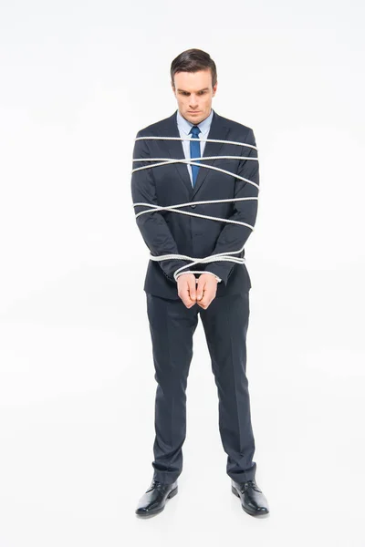 Jeune homme d'affaires cordée — Photo de stock