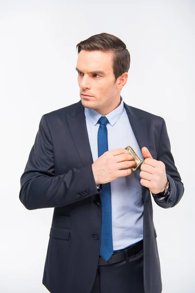 Young businessman with money — Stock Photo