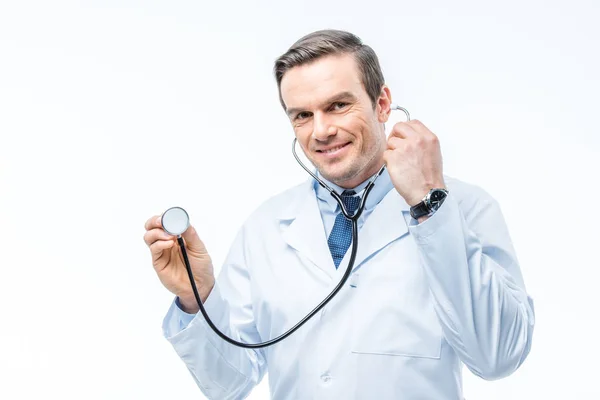 Male doctor with stethoscope — Stock Photo