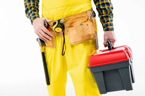 Workman com kit de ferramentas — Fotografia de Stock