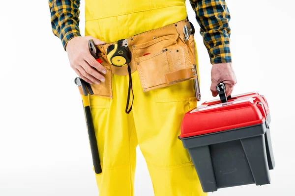 Handwerker mit Werkzeugkasten — Stockfoto