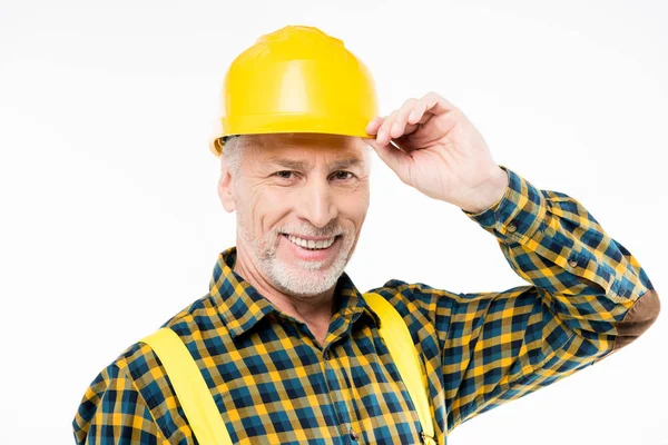Trabalhador maduro em chapéu duro — Fotografia de Stock