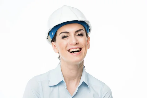 Female architect in hard hat — Stock Photo