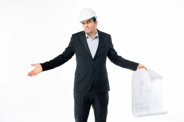 Arquitecto masculino en casco duro - foto de stock