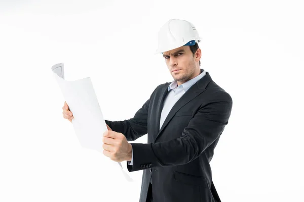 Male architect in hard hat — Stock Photo