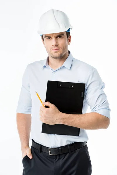 Arquiteto masculino em chapéu duro — Fotografia de Stock