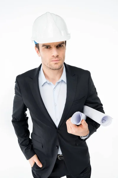 Male architect in hard hat — Stock Photo