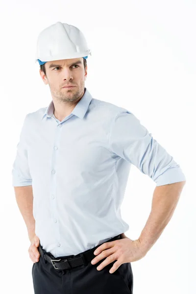 Arquitecto masculino en casco duro - foto de stock