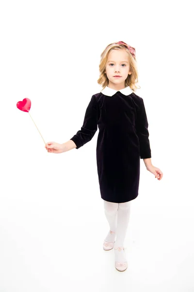 Girl holding red heart — Stock Photo