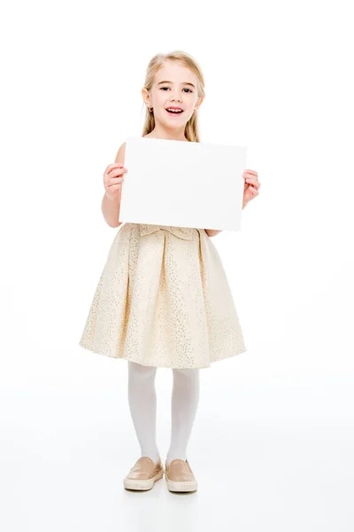 Chica con tarjeta en blanco - foto de stock