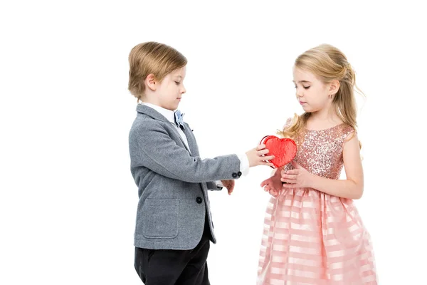 Boy gives present to girl — Stock Photo