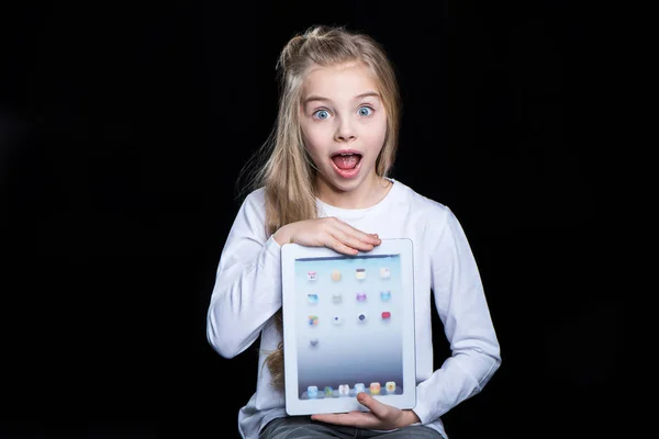 Girl with digital tablet — Stock Photo