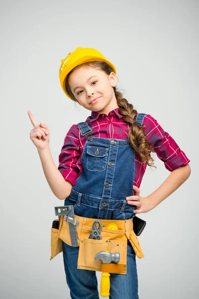 Menina no cinto de ferramentas — Fotografia de Stock