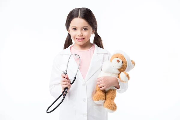 Bambina giocare medico — Foto stock