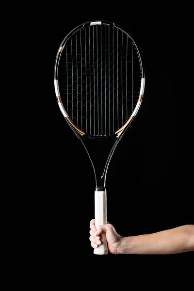 Mano con raqueta de tenis - foto de stock