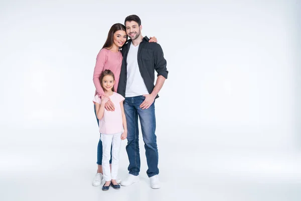 Happy family with one child — Stock Photo