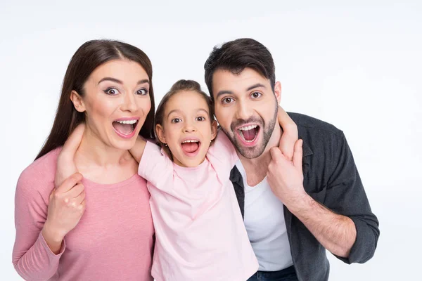 Eccitato giovane famiglia — Foto stock