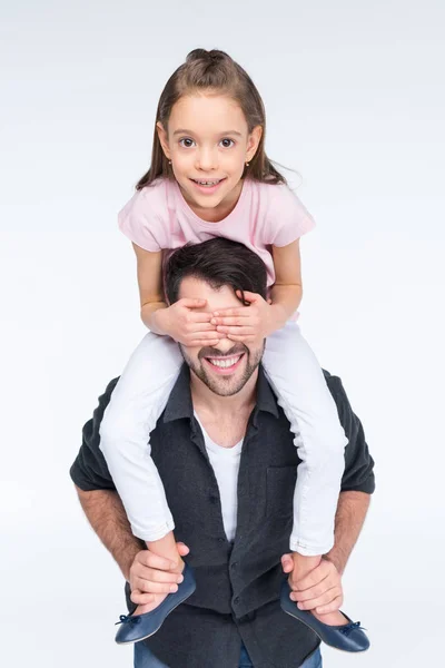 Feliz padre e hija - foto de stock