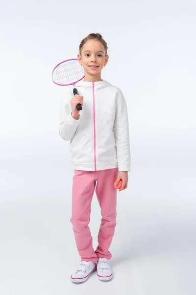 Girl with badminton racket — Stock Photo