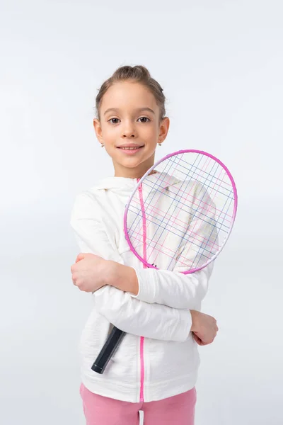 Ragazza con racchetta badminton — Foto stock