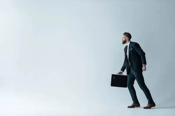 Handsome businessman with briefcase — Stock Photo