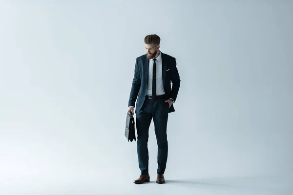 Handsome businessman with briefcase — Stock Photo