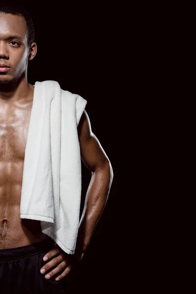 Sporty man with towel — Stock Photo