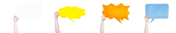 People holding speech bubbles — Stock Photo