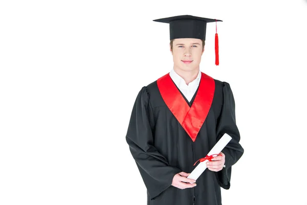 Student holding diploma — Stock Photo