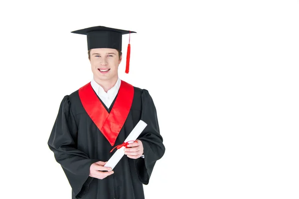 Student holding diploma — Stock Photo