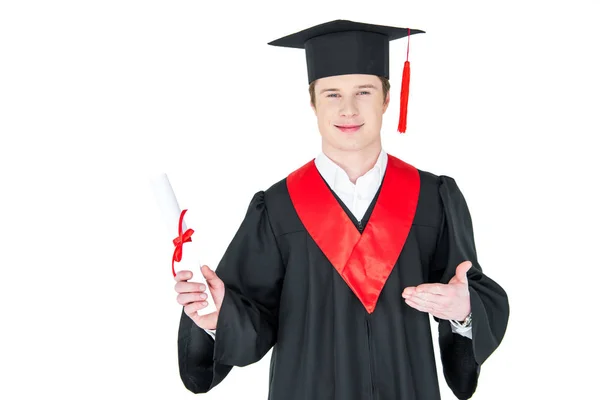 Student holding diploma — Stock Photo