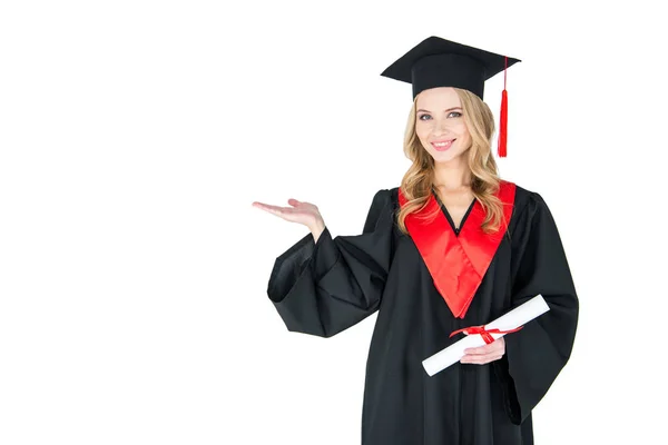 Student holding diploma — Stock Photo