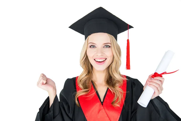 Student holding diploma — Stock Photo