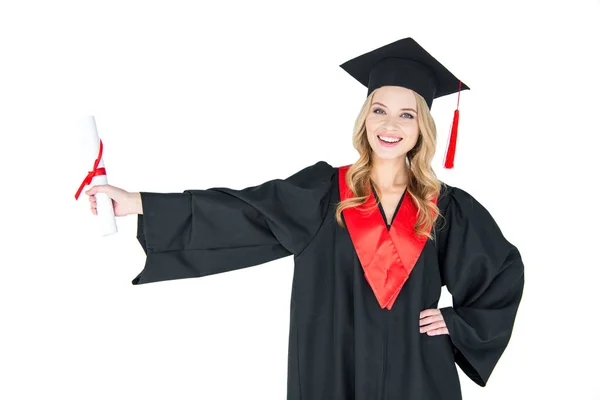 Student holding diploma — Stock Photo