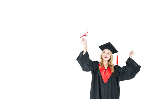 Student holding diploma — Stock Photo