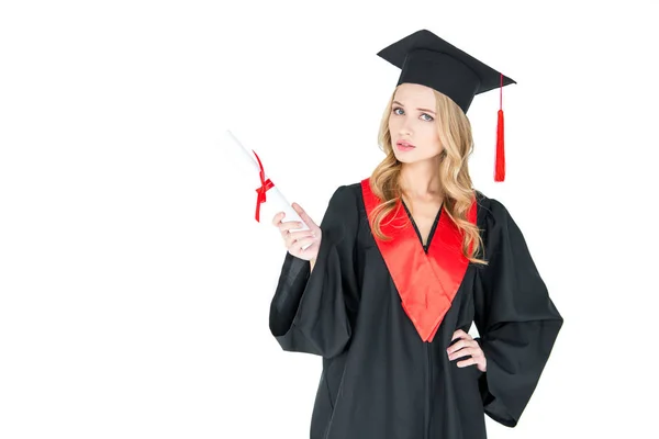 Student holding diploma — Stock Photo