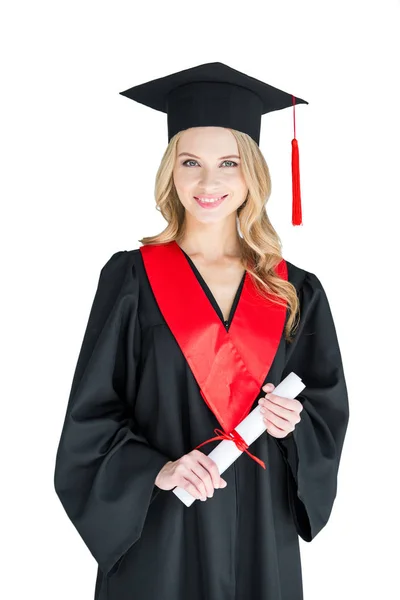 Student holding diploma — Stock Photo