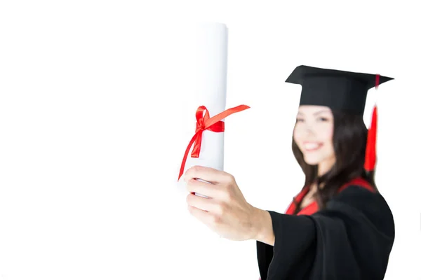 Student holding diploma — Stock Photo