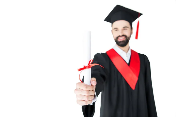 Student holding diploma — Stock Photo