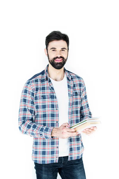 Estudiante sosteniendo copybooks - foto de stock