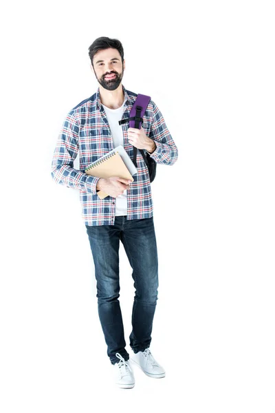 Student holding copybooks — Stock Photo