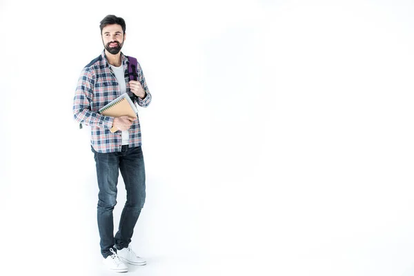 Student holding copybooks — Stock Photo