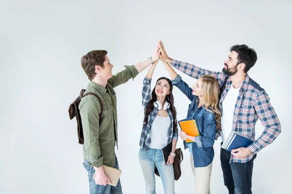 Students giving highfive — Stock Photo
